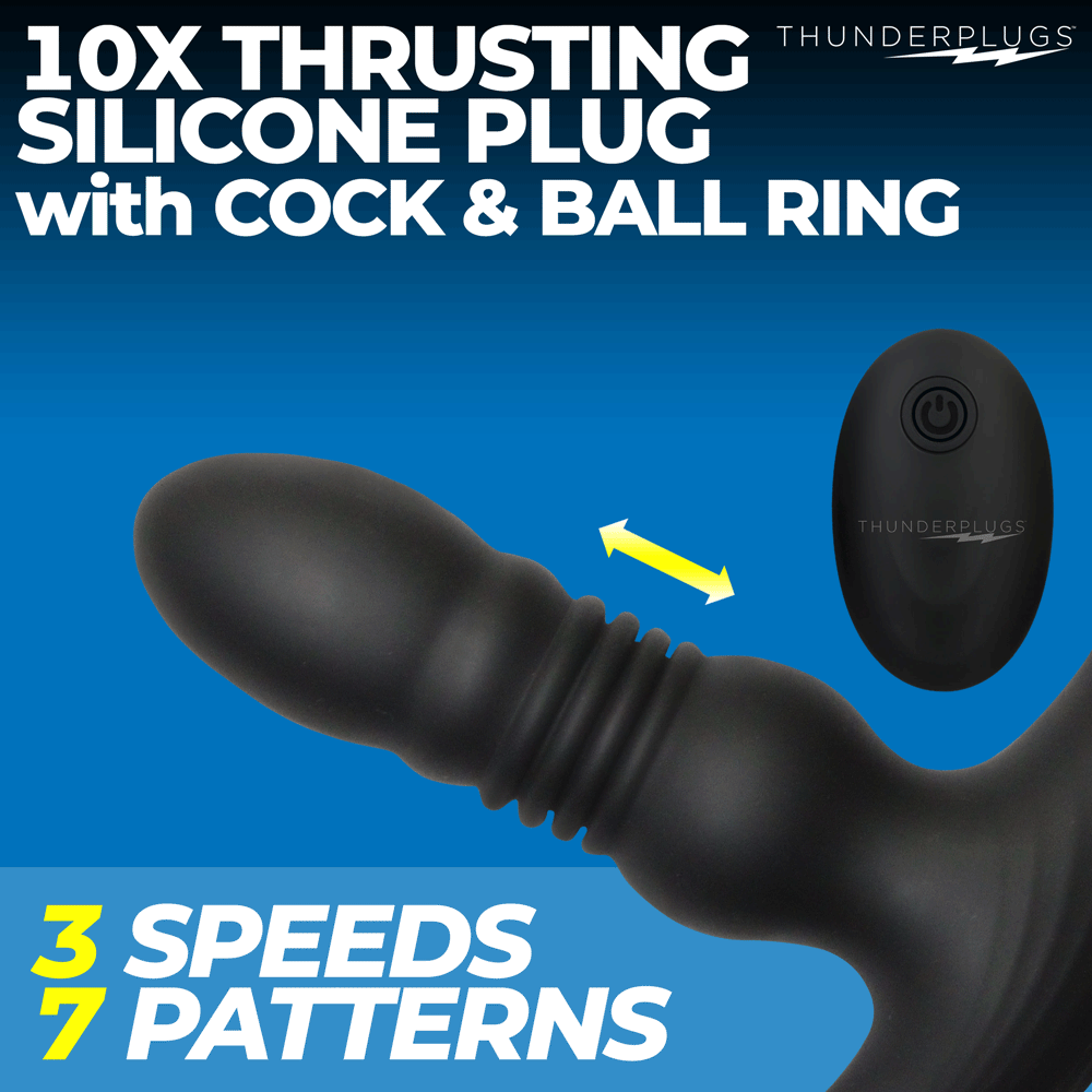 Thrusting Vibrator with Cock and Ball Ring and Remote